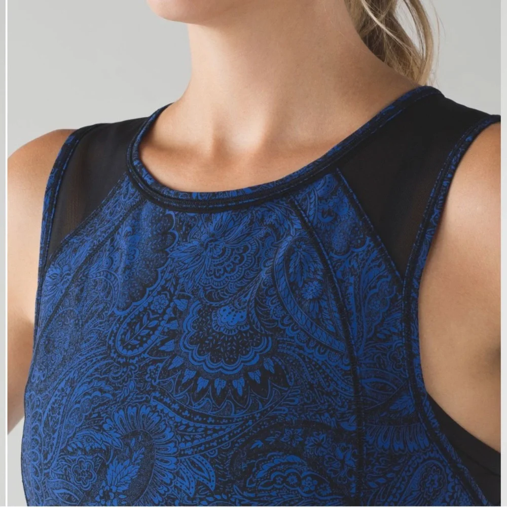 lululemon Sculpt Tank Antique Paisley Blue‎ Black